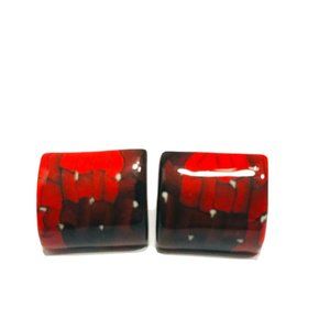 Vintage Dome Red Lucite clip on earrings J6715